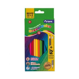 Lápices de Colores hexagonal +2 Grafito +1 Sacapunta Torre (15 Unidades) — LibrerÃa Bulnes Chile