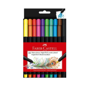 Marcador Faber Castell Punta Pincel Supersoft 10 colores â€” LibrerÃ­a Bulnes Chile