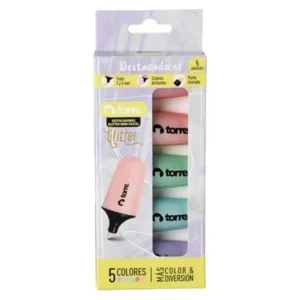 Destacadores Glitter mini pastel Torre (5 Colores) â€” LibrerÃ­a Bulnes Chile