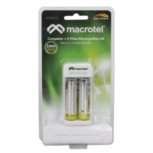Cargador de pilas + 2 Pilas AA Macrotel â€” LibrerÃ­a Bulnes Chile