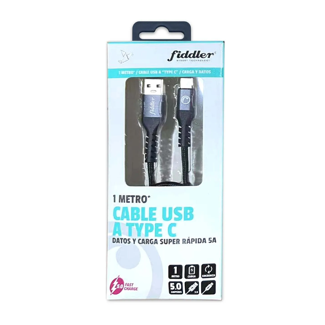 Cable USB a Type C Fiddler (1 metro) - Imagen 2