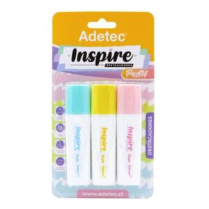 Destacadores Pastel Inspire Adetec (3 unidades) â€” LibrerÃ­a Bulnes Chile