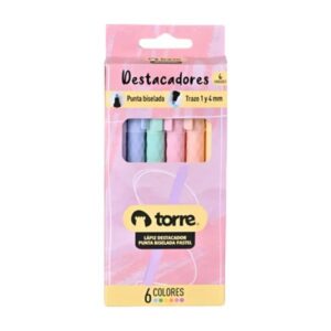 Set destacadores pastel 6 colores Torre â€” LibrerÃ­a Bulnes Chile