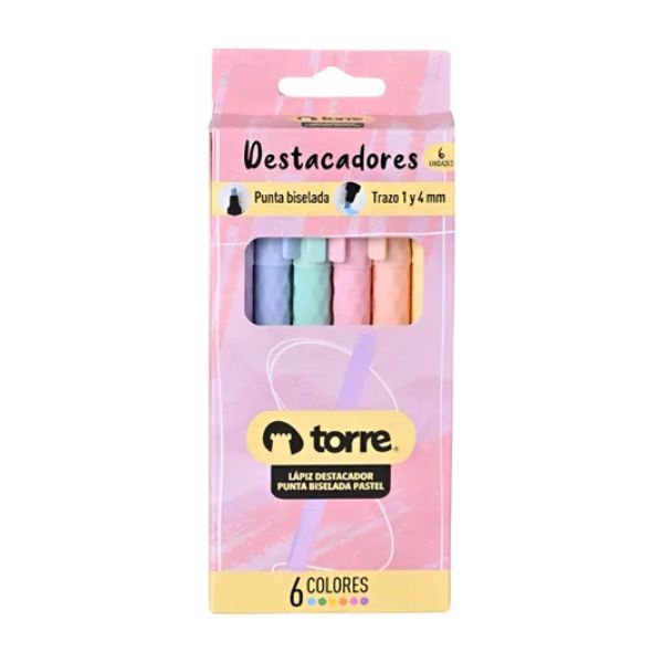 Set destacadores pastel 6 colores Torre — LibrerÃa Bulnes Chile