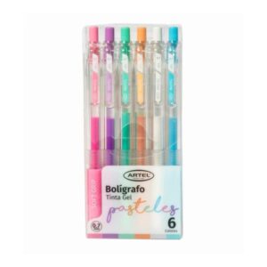 Set bolígrafo gel 6 colores pastel 0,7mm Artel