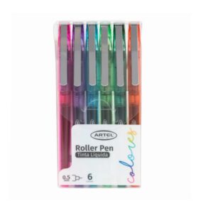 Set Roller Pen tinta liquida 6 colores 0,5mm Artel