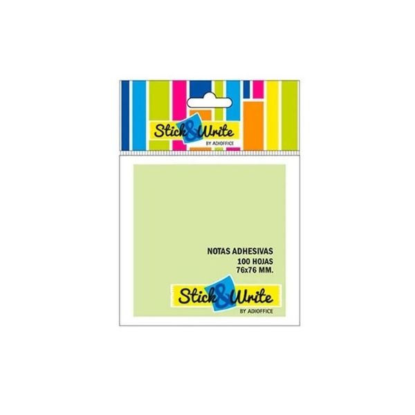 Notas Adhesivas 76x76mm Verde Pastel (100 hojas) S&W